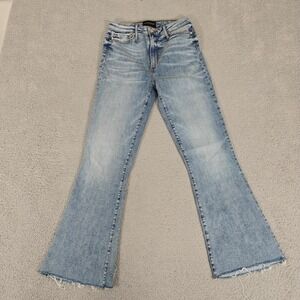Black Orchid Jeans Womens 27 Blue Flare Distressed Raw Hem Stretch Denim Pants
